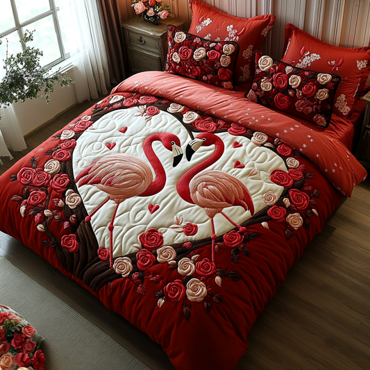 Flamingo Tango 3-Piece Quilted Bedding Set NCU0DV2386