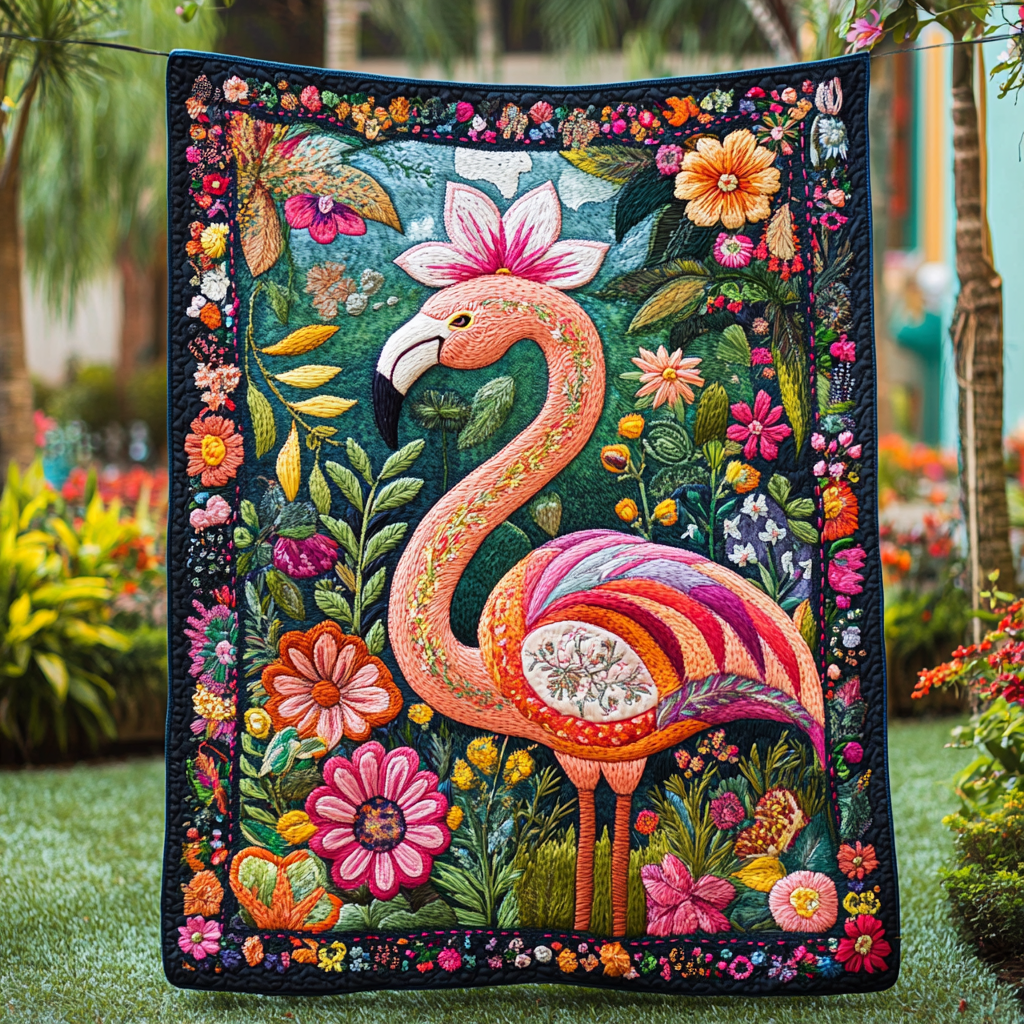 Flamingo Tropics Quilted Blanket NCU0DV3067