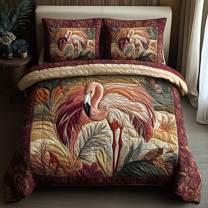 Flamingo Wonder 3-Piece Quilted Bedding Set NCU0DV5883
