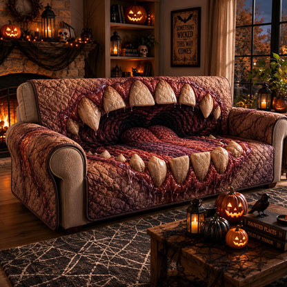 Flesh Chomper Quilted Sofa Cover NCU0DV9866