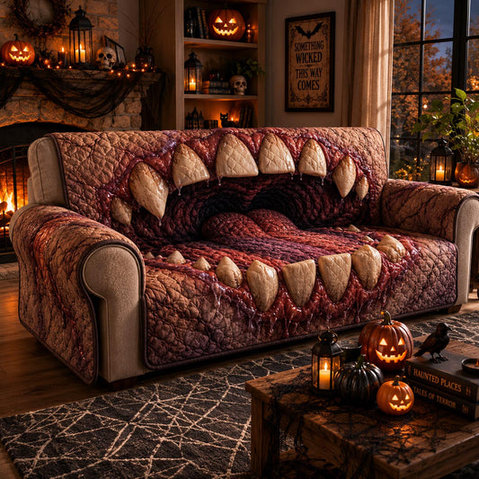 Flesh Chomper Quilted Sofa Cover NCU0DV9866