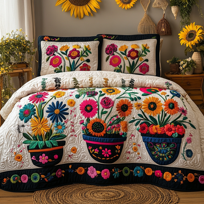 Petal Perfect 3-Piece Quilted Bedding Set NCU0VT127