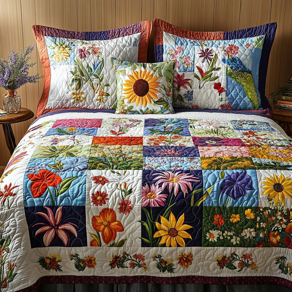 Fleur de Patch 3-Piece Quilted Bedding Set NCU0PT4898