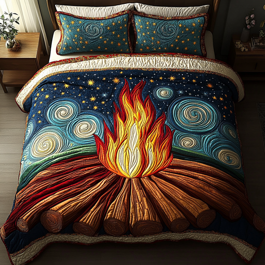 Flickering Flames 3-Piece Quilted Bedding Set NCU0DK4576