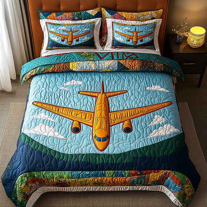 Flight Airplane 3-Piece Quilted Bedding Set NCU0DK7866