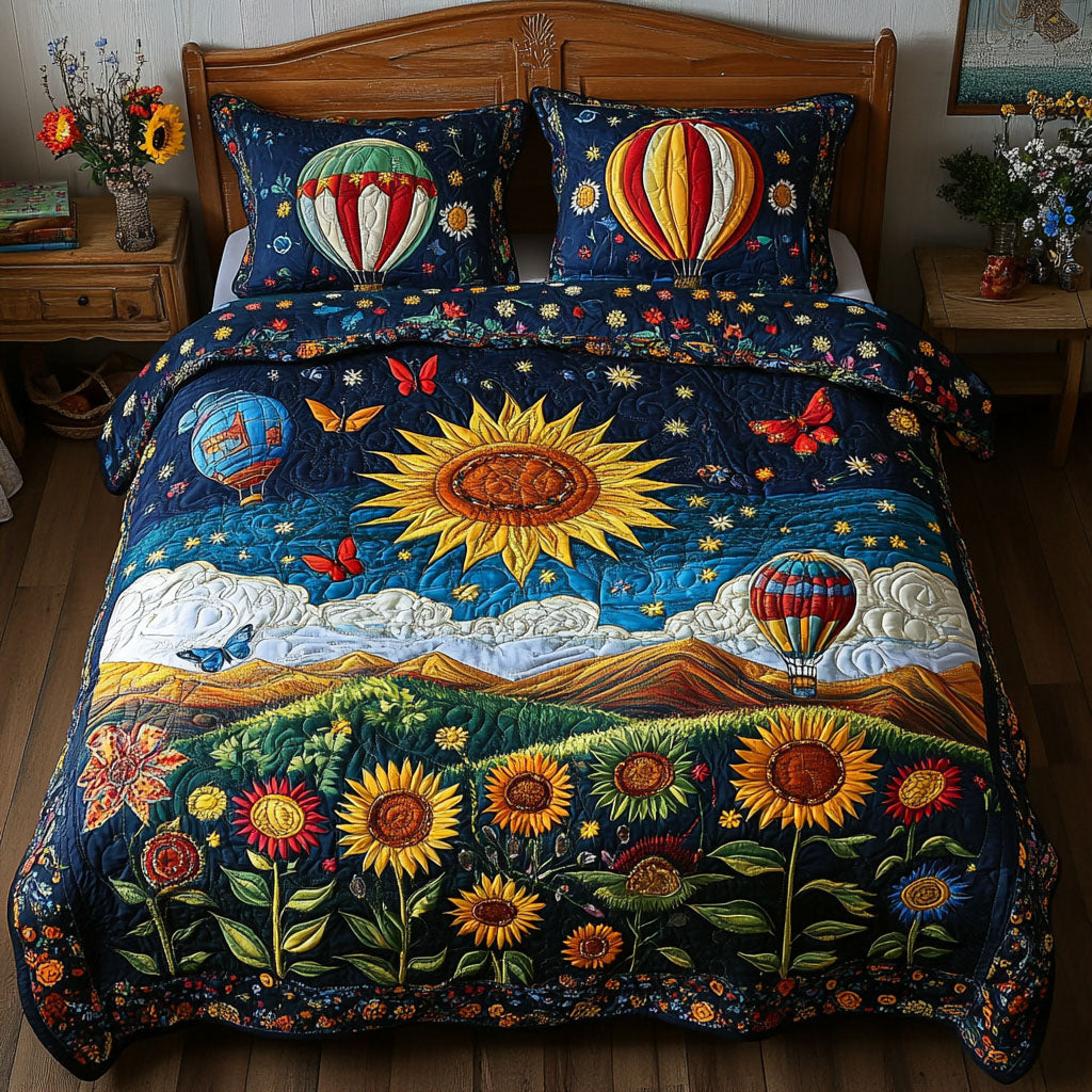 Flight Over Fields 3-Piece Quilted Bedding Set NCU0PT5177