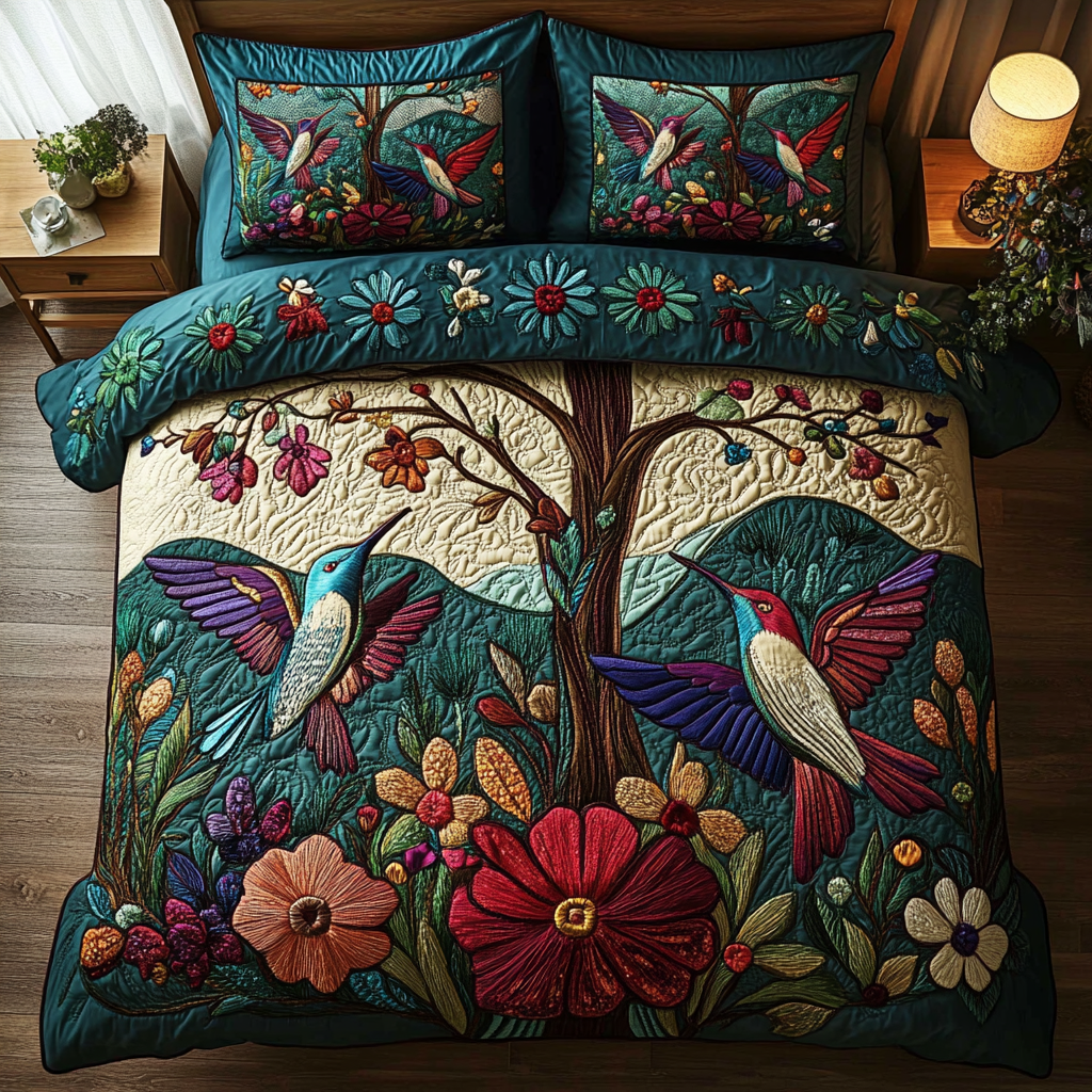Flight of Colors 3-Piece Quilted Bedding Set NCU0DK2882