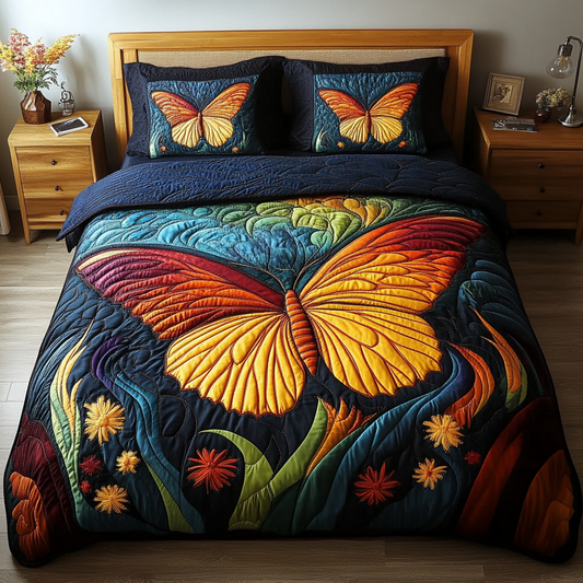 Floating Petals 3-Piece Quilted Bedding Set NCU0DK5591