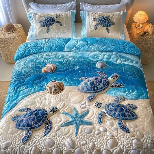 Floating Shell Magic 3-Piece Quilted Bedding Set NCU0NT7103