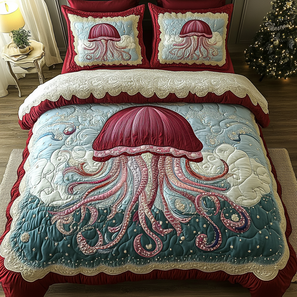 Floating Wonders 3-Piece Quilted Bedding Set NCU0DK6287