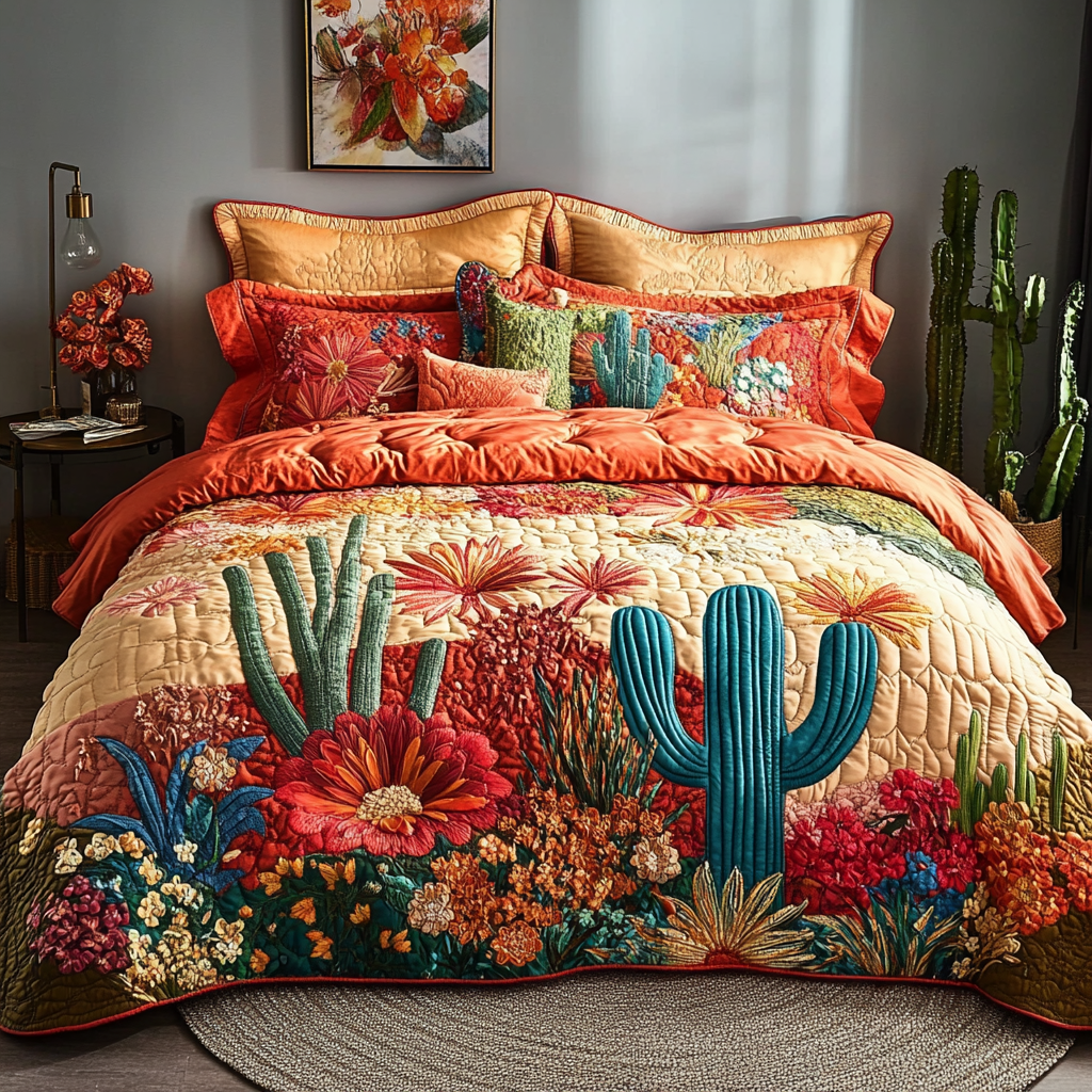 Flora Dream 3-Piece Quilted Bedding Set NCU0VH5990