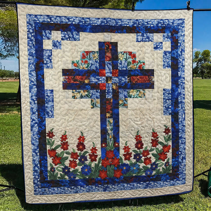 Floral Cross Quilted Blanket NCU0TH440