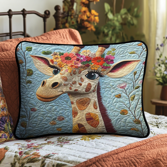 Floral Crowned Giraffe Quilted Bedding Pillow Case NCU0NT3692