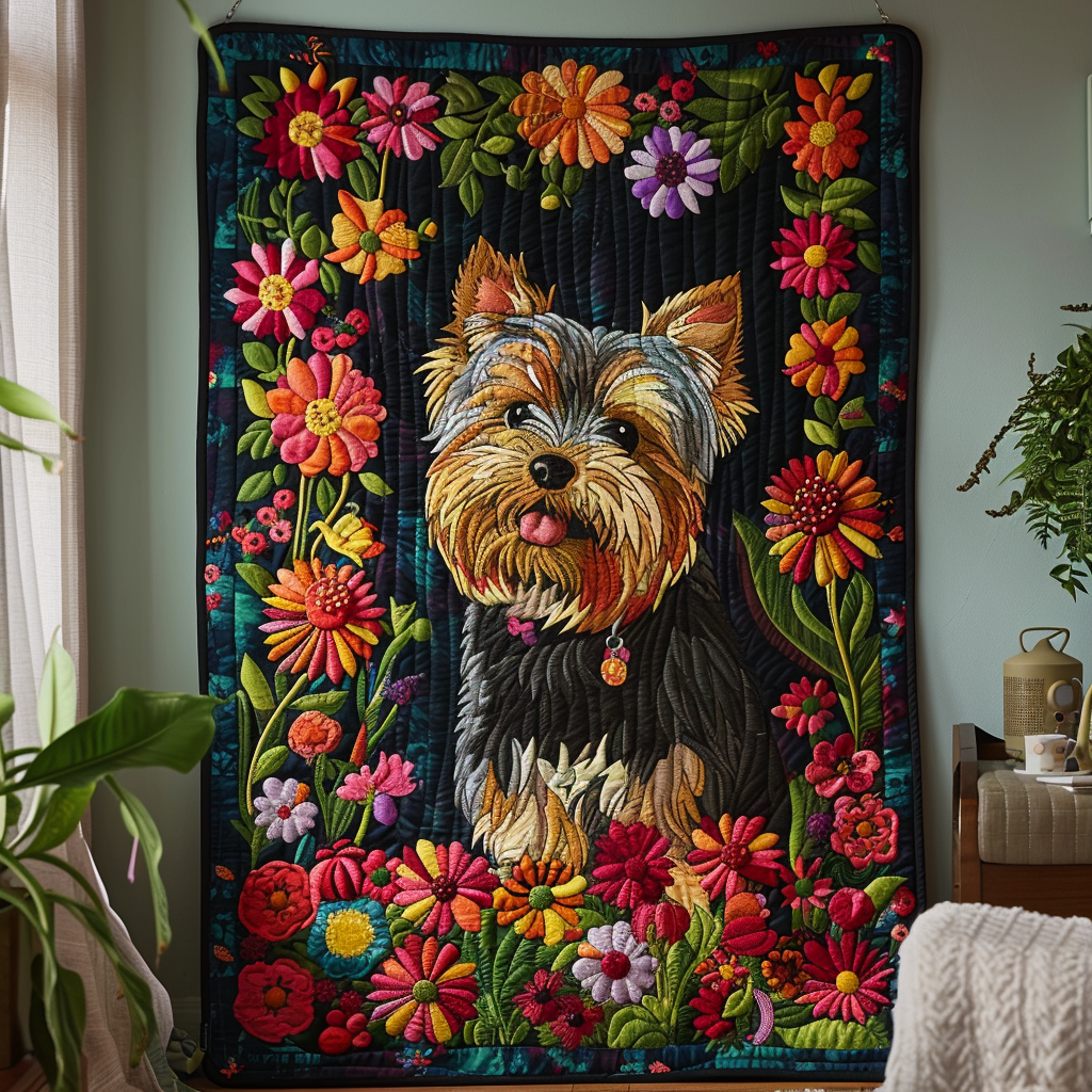 Floral Furry Friend Quilted Blanket NCU0NT021