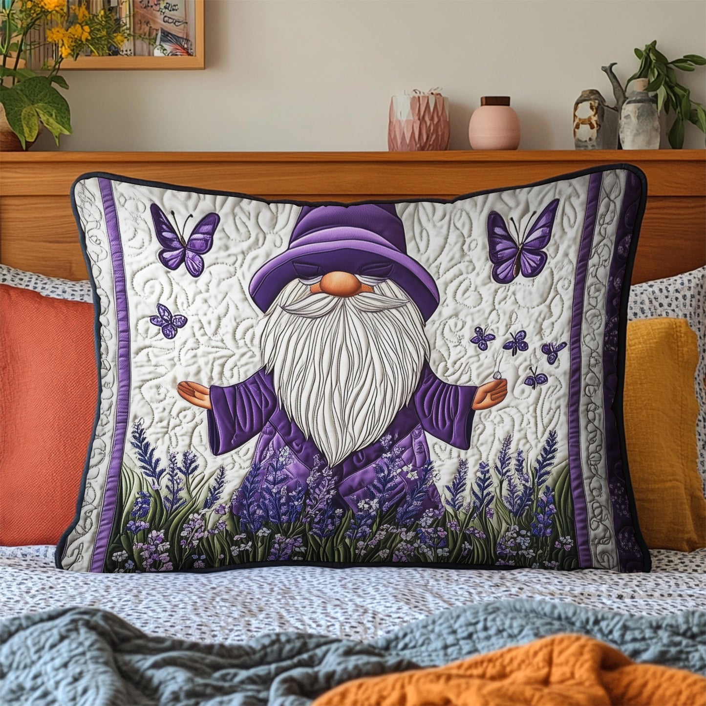 Floral Haven Gnome Quilted Bedding Pillow Case NCU0PT3722
