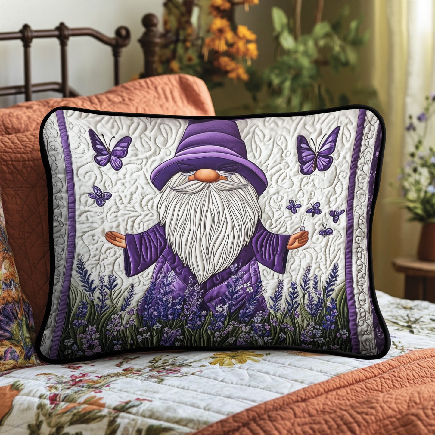 Floral Haven Gnome Quilted Bedding Pillow Case NCU0PT3722