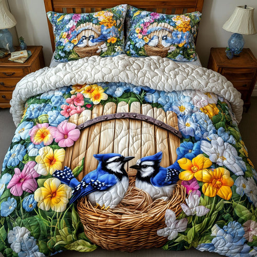 Floral Nesting 3-Piece Quilted Bedding Set NCU0NT5798