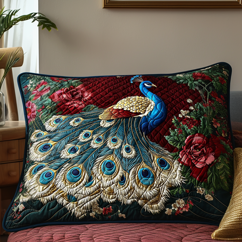 Floral Peacock Quilted Bedding Pillow Case NCU0DV6475