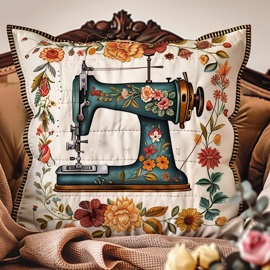 Floral Sewing Machine Quilted Pillow Case NCU0TH302