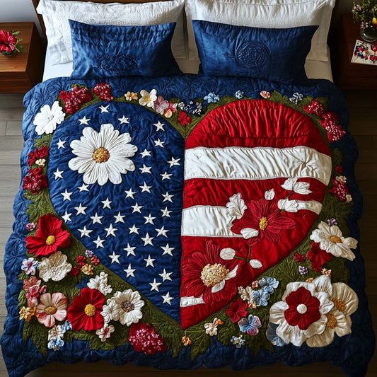Floral Allegiance 3-Piece Quilted Bedding Set NCU0NT7515