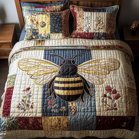Floral Bee Bliss 3-Piece Quilted Bedding Set NCU0VH5525