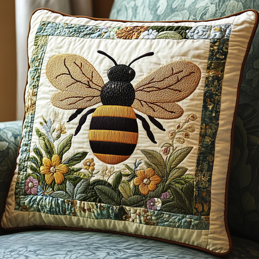 Floral Bee Quilted Pillow Case NCU0VH5534