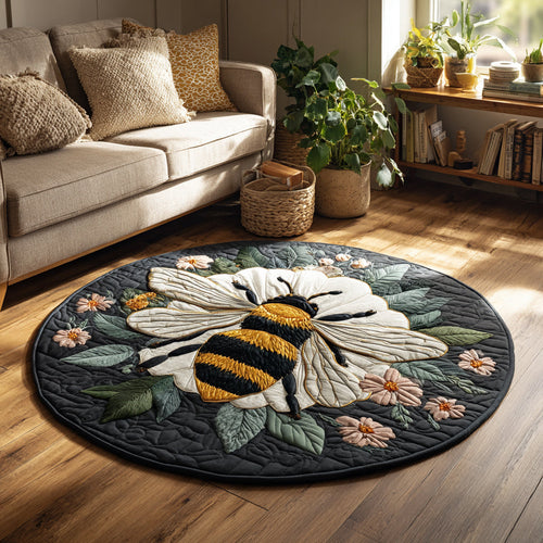 Floral Bee Quilted Round Mat NCU0HH017
