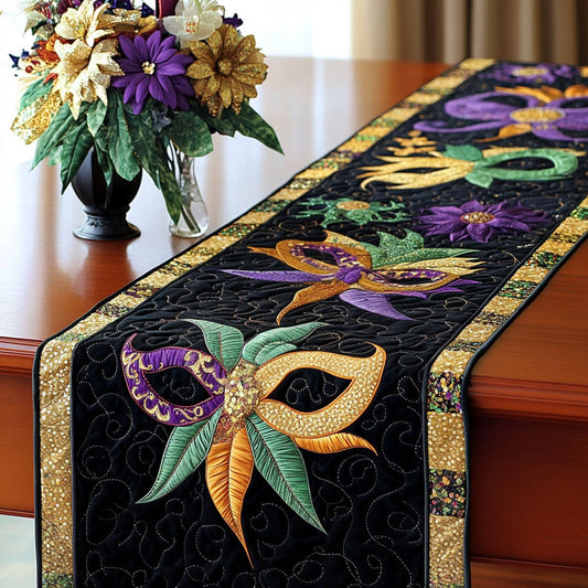 Floral Black Masks Quilted Table Runner NCU0NT3548