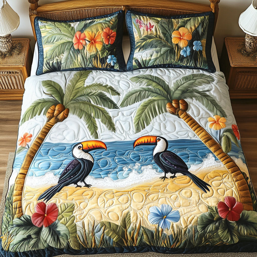 Floral Bliss 3-Piece Quilted Bedding Set NCU0NT5262