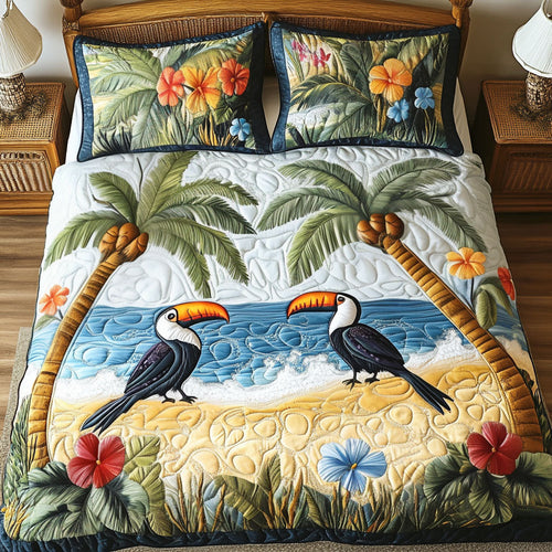 Floral Bliss 3-Piece Quilted Bedding Set NCU0NT5262