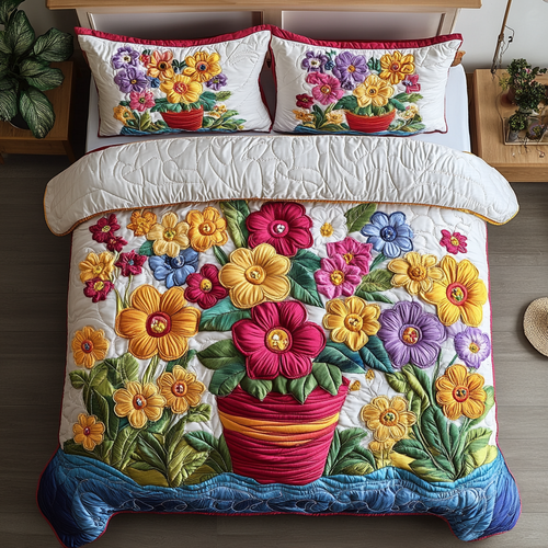 Floral Bliss 3-Piece Quilted Bedding Set NCU0VH3224
