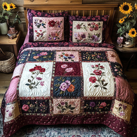 Floral Bliss 3-Piece Quilted Bedding Set NCU0VL1684