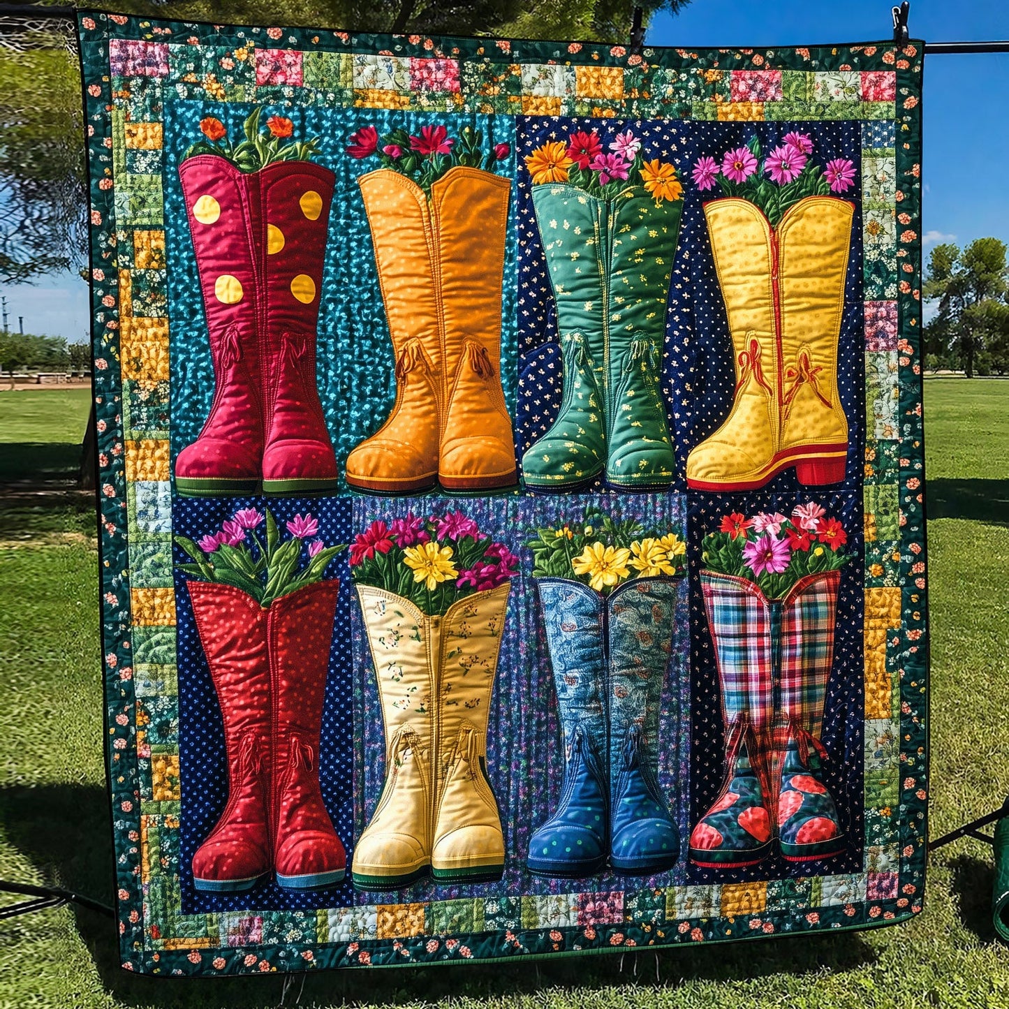 Floral Boots Quilted Blanket NCU0TH1449