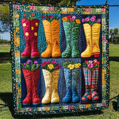 Floral Boots Quilted Blanket NCU0TH1449