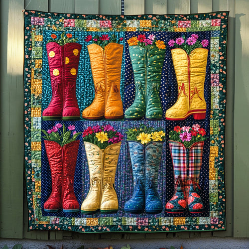 Floral Boots Quilted Blanket NCU0TH1449