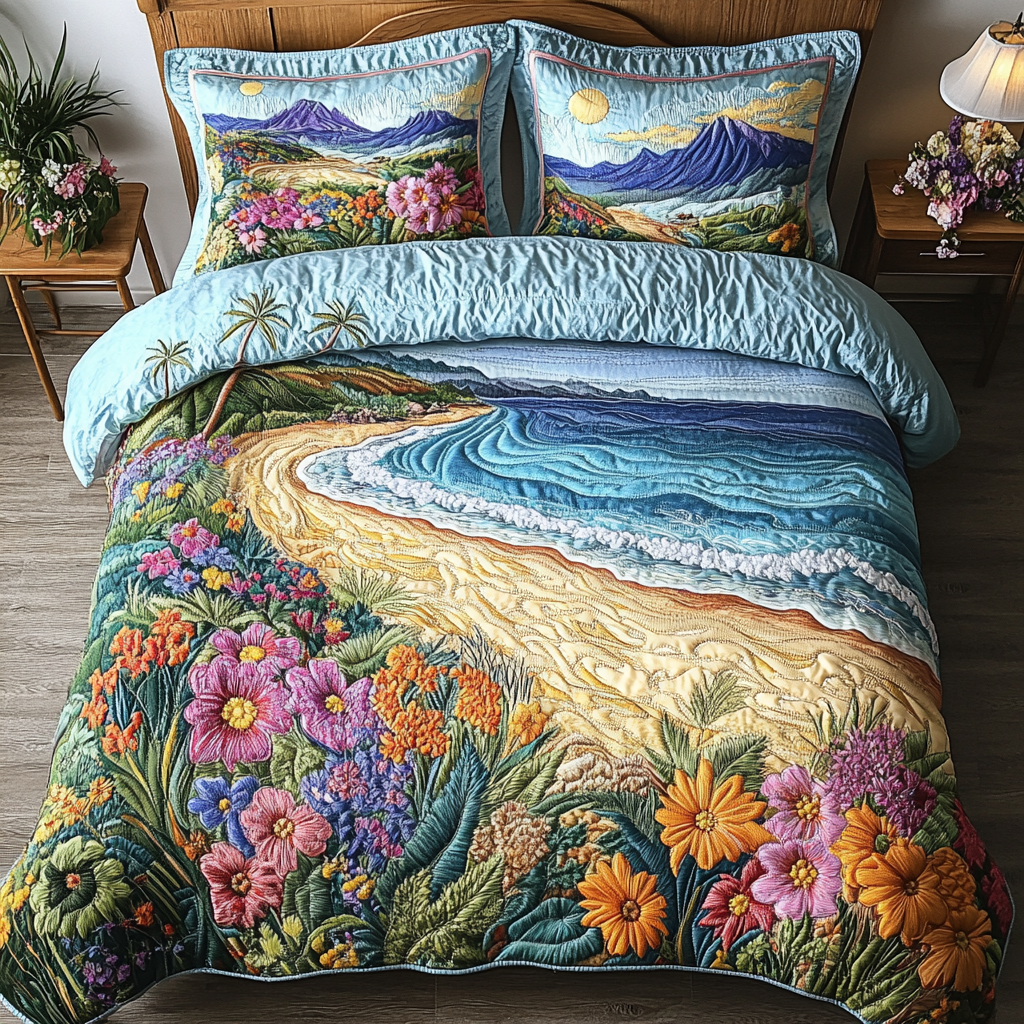 Floral Breeze 3-Piece Quilted Bedding Set NCU0VH4020