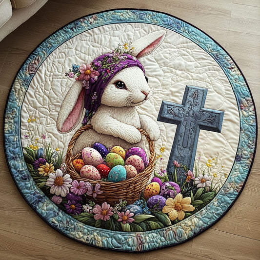 Floral Bunny Quilted Round Mat NCU0NT3561