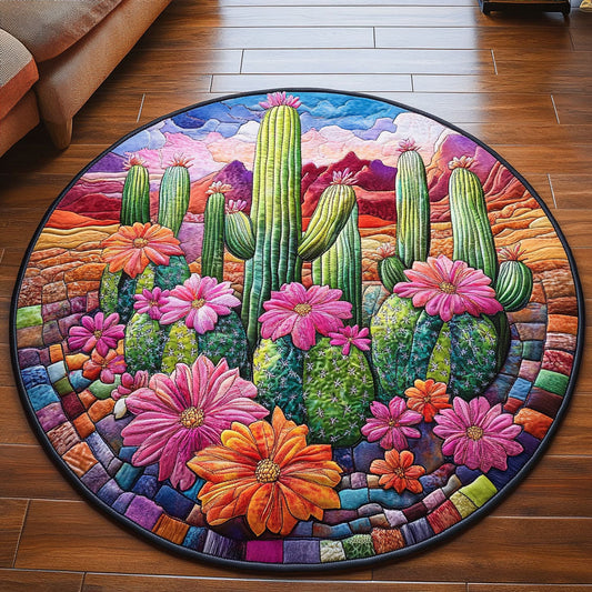 Floral Cactus Quilted Round Mat NCU0NT4458