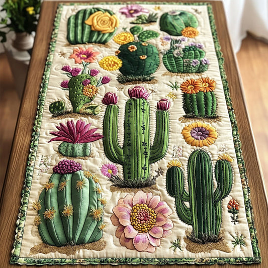 Floral Cactus Quilted Table Runner NCU0NT3923