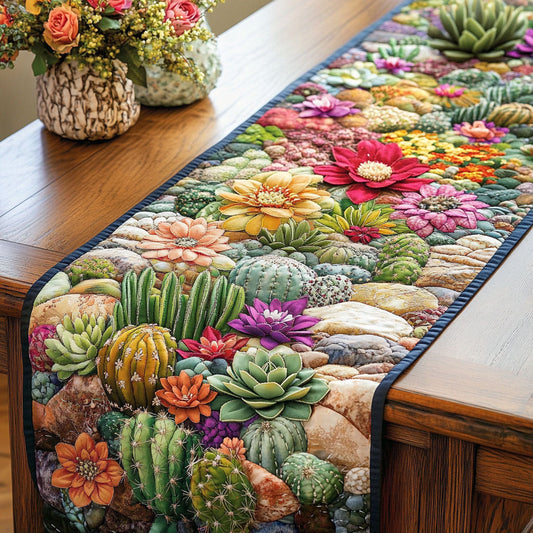 Floral Cactus Quilted Table Runner NCU0NT3929