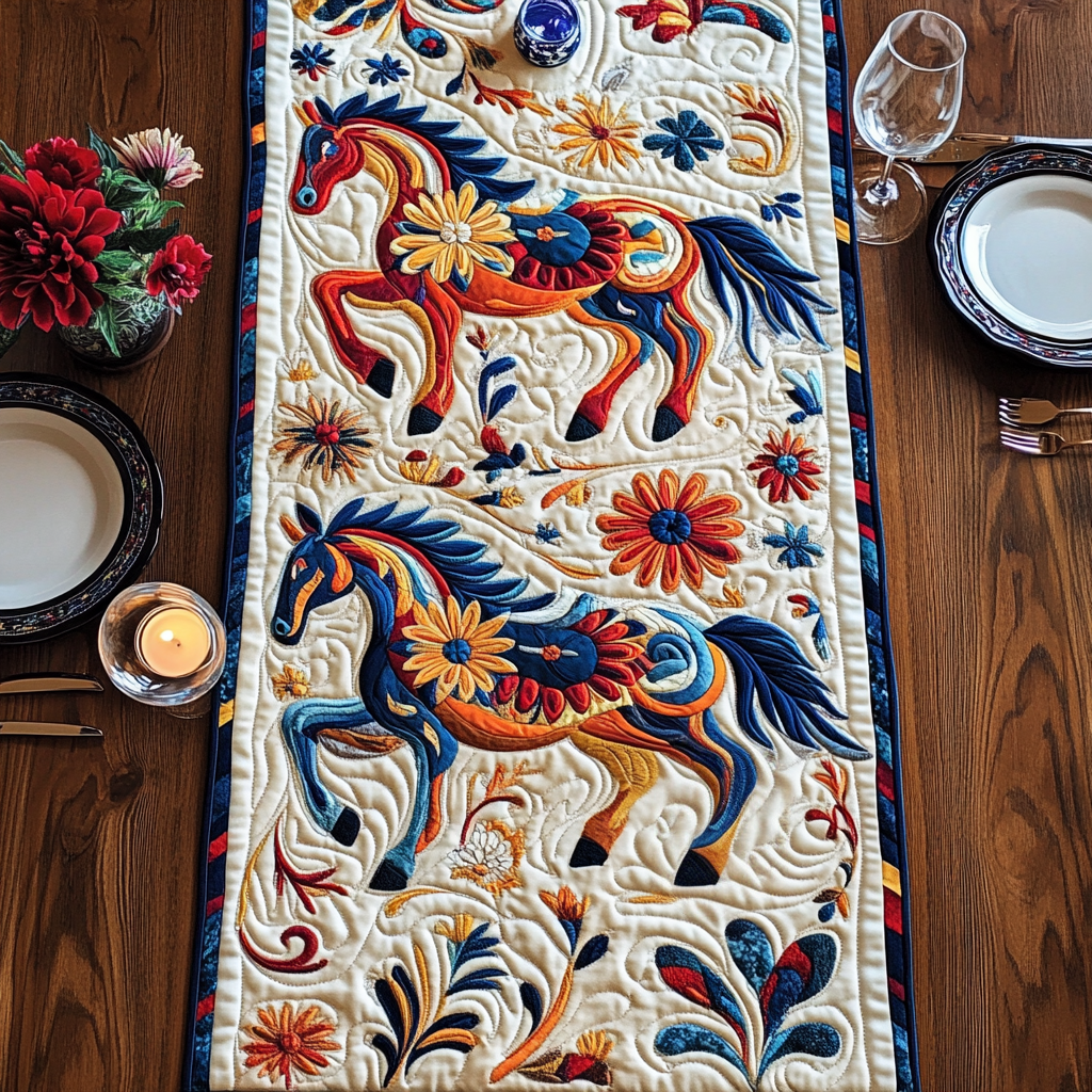 Floral Canter Quilted Table Runner NCU0VH4927