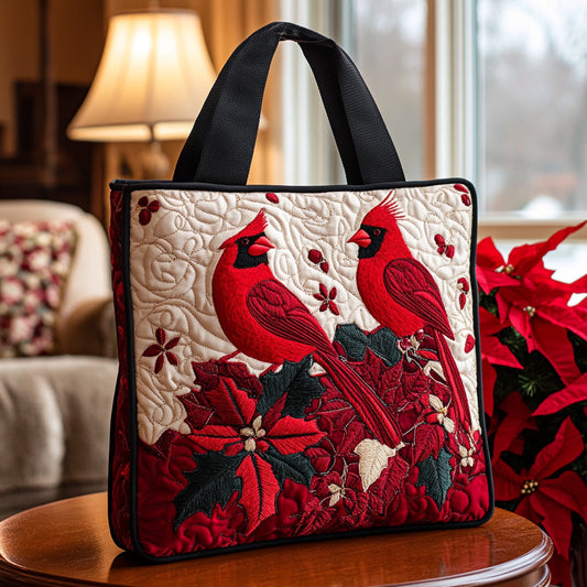 Floral Cardinal Quilted Tote Bag NCU0DV6889