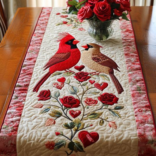 Floral Cardinals Quilted Table Runner NCU0NT2962