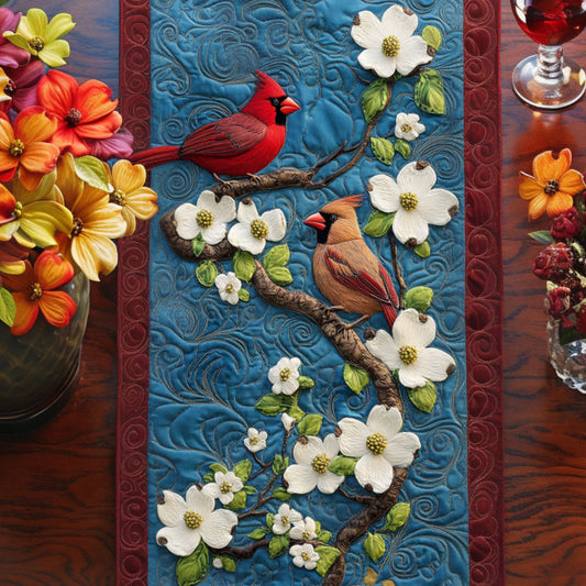 Floral Cardinals Quilted Table Runner NCU0NT6425