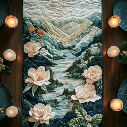 Floral Cascade Quilted Table Runner NCU0VH4726