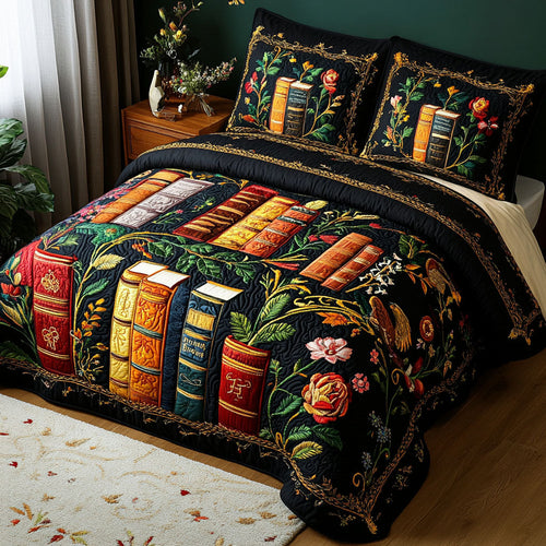 Floral Chapters 3-Piece Quilted Bedding Set NCU0PT5067