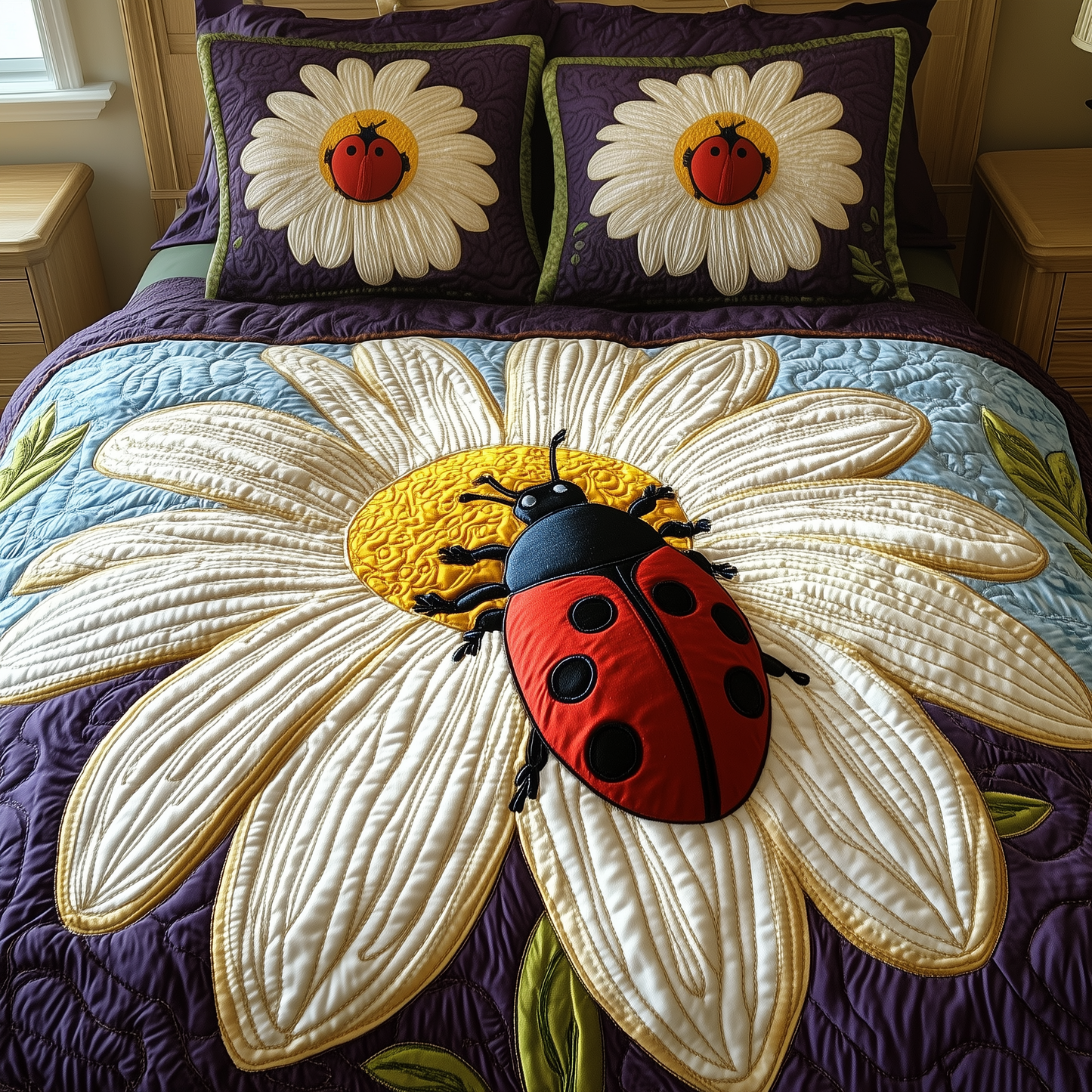 Floral Charm 3-Piece Quilted Bedding Set NCU0VH2032