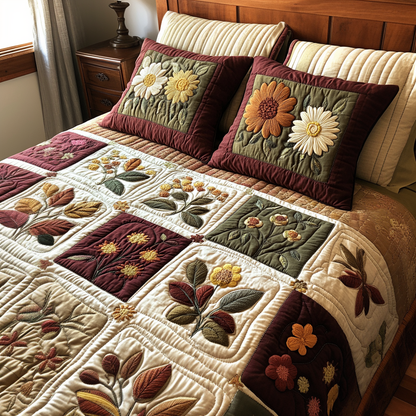 Floral Charm 3-Piece Quilted Bedding Set NCU0VH5154