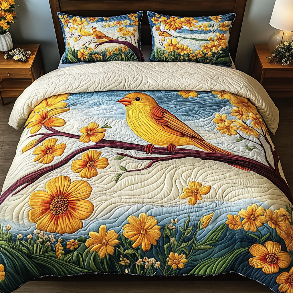 Floral Charm 3-Piece Quilted Bedding Set NCU0VL2072