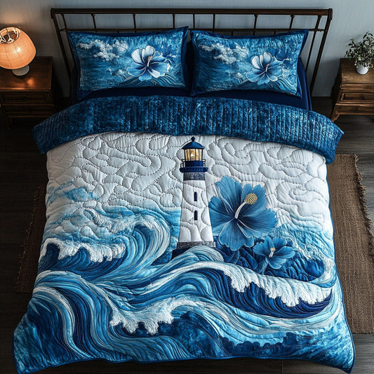 Floral Coastline 3-Piece Quilted Bedding Set NCU0NT7241